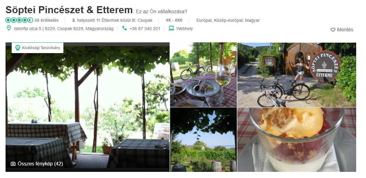 Söptei Pincészet és Étterem Söptei Pincészet és Étterem
